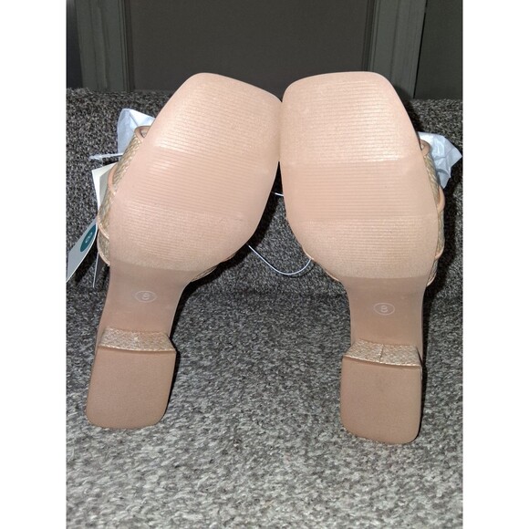 NEW! Women's a new day Kathleen Raffia Buckle Block Heels, Size 8 - Picture 9 of 11